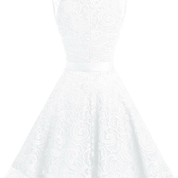 Lace v neck ivory dress Bridal wedding shower dress - Picture 2 of 4